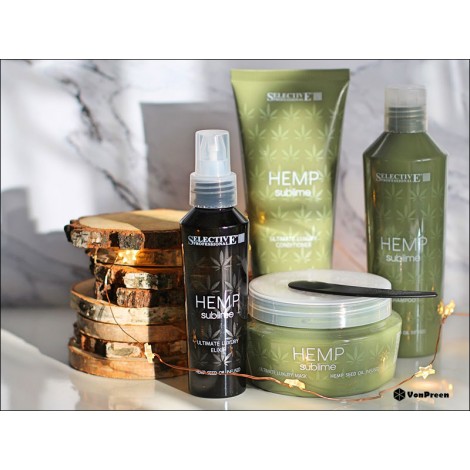 ХИДРАТИРАЩ КОМПЛЕКТ ШАМПОАН И МАСКА С КОНОПЕНО МАСЛО SELECTIVE PROFESSIONAL HEMP SUBLIME SHAMPOO AND MASK 2X250 ml